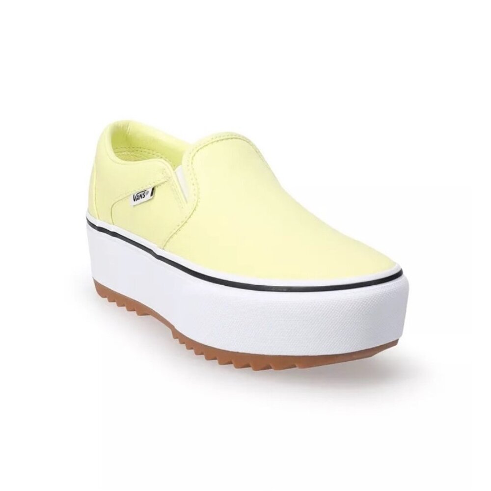Vans‎ Asher platform st Canvas slip on shoes sneakers sz 8 light green women’s